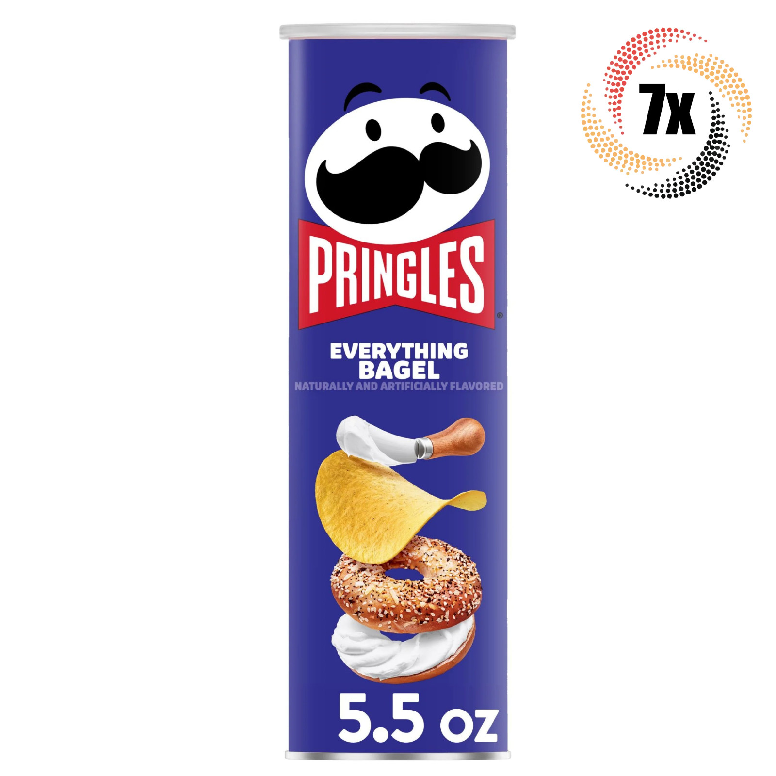 7 банок чипсов Pringles Everything со вкусом картофельных чипсов со вкусом рогаликов 55 унций 8390₽