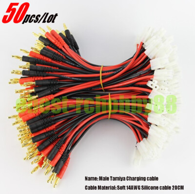 50pcs Car Big Tamiya Connect to 4.0 Banana Plug 20CM 14AWG Balance Charge Cable 