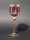 Precious Antique Glass Goblet Crystal Moser Cut Gold Amethyst Color