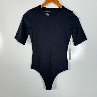 Everlane NWT Black Short Sleeve Crewneck Bodysuit Size Xsmall