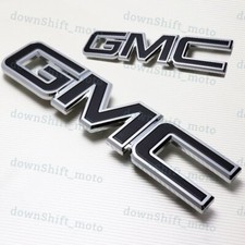 For 2014-2018 Sierra 1500 2500hd Front Grille Rear Emblem Badge Black Set