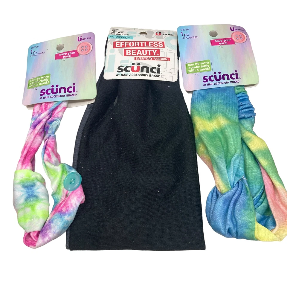 scunci headwrap mix lot tie dye black various sizes lot of 3 - Image 3 of 4