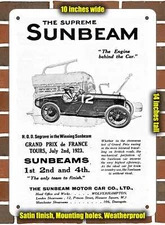 Metal Sign - 1923 Sunbeam Grand Prix Race Car- 10x14 inches