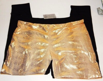Sexy Junior Dance Leggings BLACK GOLD FOIL SNAKE PRINT Sz.- Medium NEW WITH TAGS