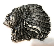   HQ WESTERN Indian Chief Native Cowboy Rodeo Style Belt Buckle Heritage USA