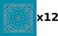 100 Cotton Made in USA Bandanna Turquoise DOZEN Paisley 22"x22" Hav-A-Hank