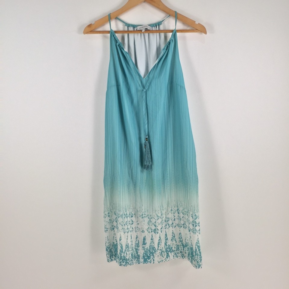 Wayne Cooper womens slip dress size 8 blue geometric sleeveless Vneck 043362