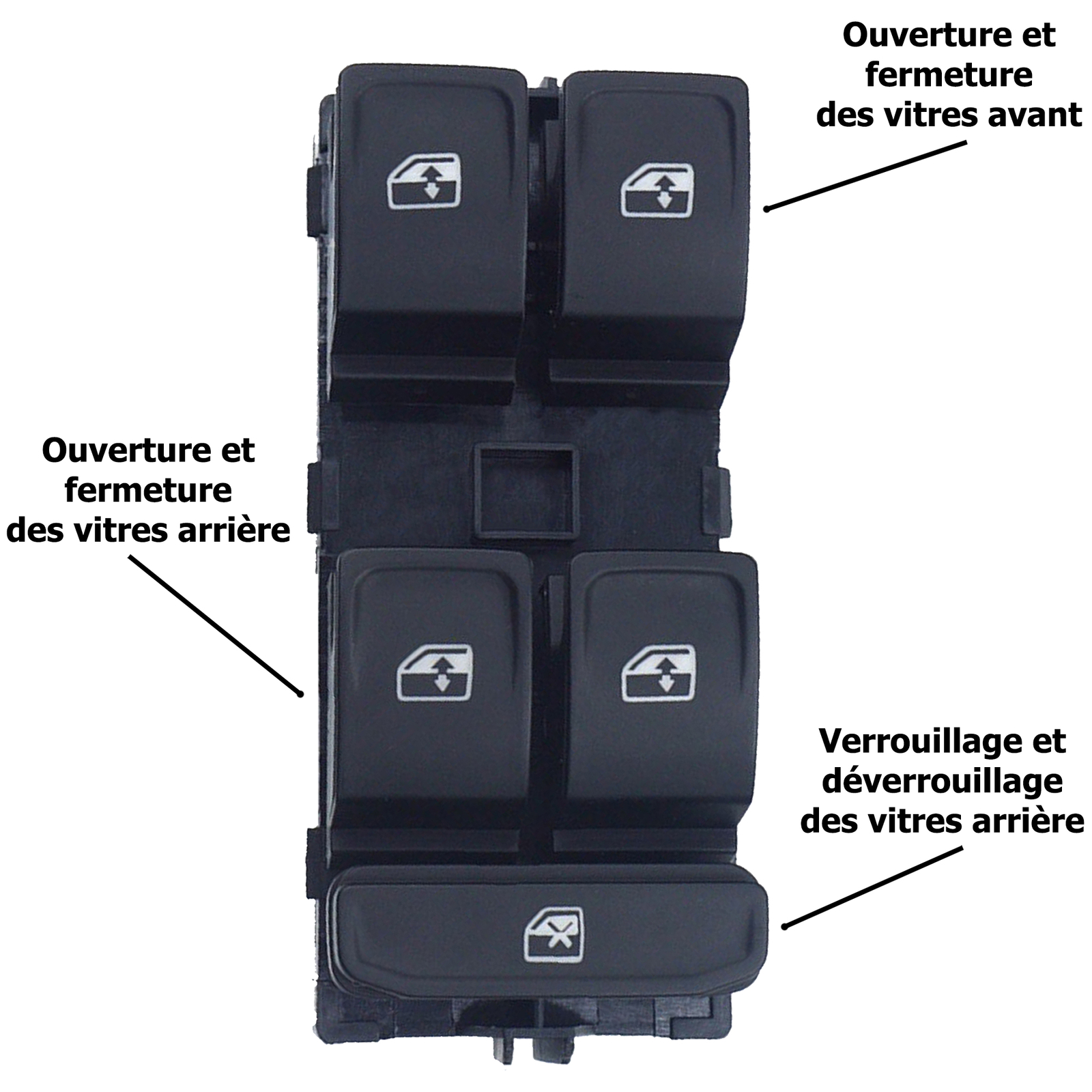Platine de lève vitre avant gauche avec commande de rétroviseurs VW