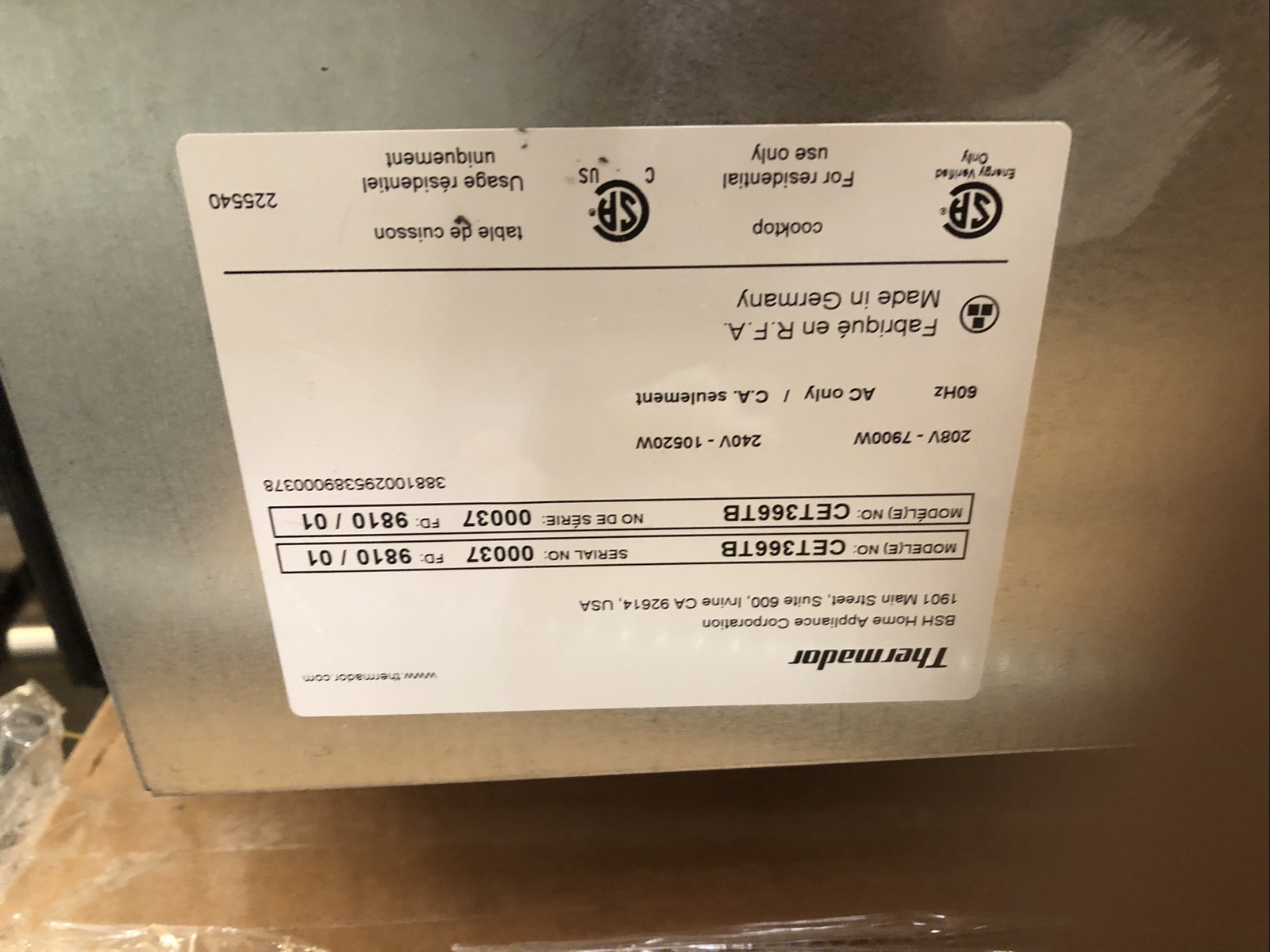 NIB Thermador Masterpiece 36" 5 Elements Smoothtop Electric Cooktop