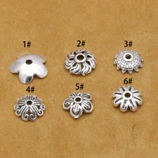 925 Sterling Silver Flower Hollow Heart Bead Cap Bracelet Necklace Spacer DIY
