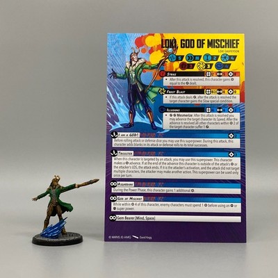 MARVEL: CRISIS PROTOCOL PAINTED LOKI, GOD OF MISCHIEF & STAT CARD MINIATURE GAME