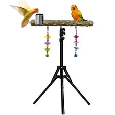 16-63 Inch Height Adjustable Bird Perch Pepper Wood Parrot Training Perch Sta...