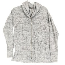 Athleta Women's Gray Heathered Full Zip Cowl Neck Lightweight Jacket Medium