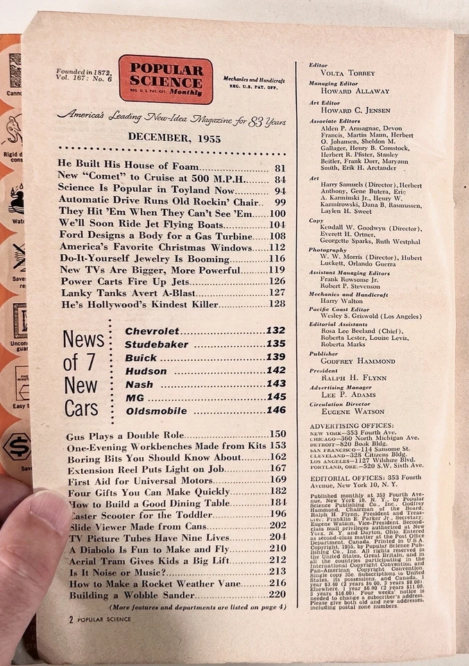 1955 Dec POPULAR SCIENCE Detroit '56 new cars JET FLYING BOATS new televisions - Image 4 of 4