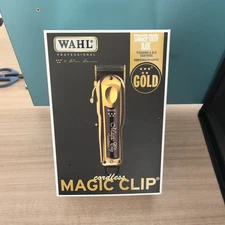 NEW  GOLD CORDLESS MAGIC CLIP 8 PREMIUM GUIDES & CHARGING STAND 08148-700