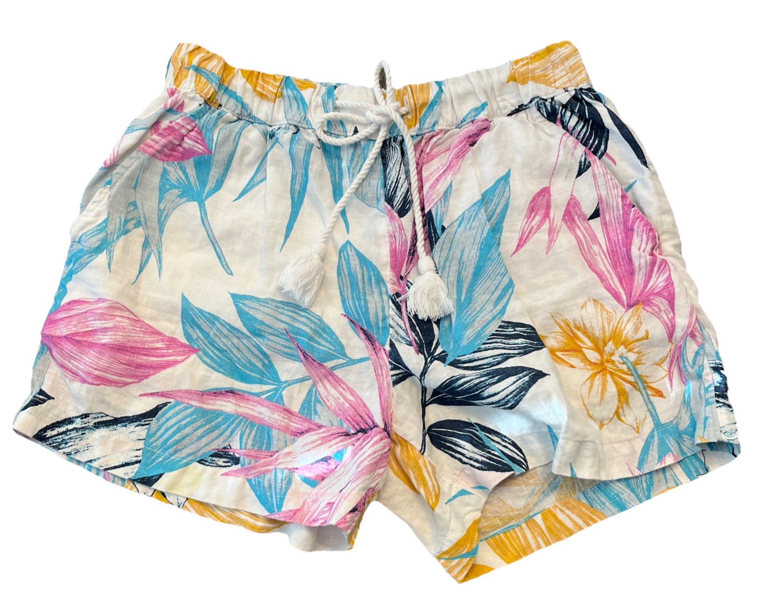 Women’s 100% Linen Floral Shorts. Size Small. C&C California.Linen