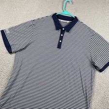 Travis Mathew Golf Polo Shirt Men's 2XL Navy Gray Striped Causal Performance
