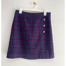 Talbots wool blend skirt tartan plaid colorful preppy business purple women 6p