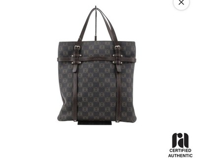 Loewe Anagram Brown Leather Strap Tote Bag with Silver Hardware