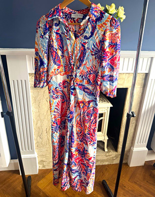 Never Fully Dressed Multicolour Paisley Collared Shirt Dress 8