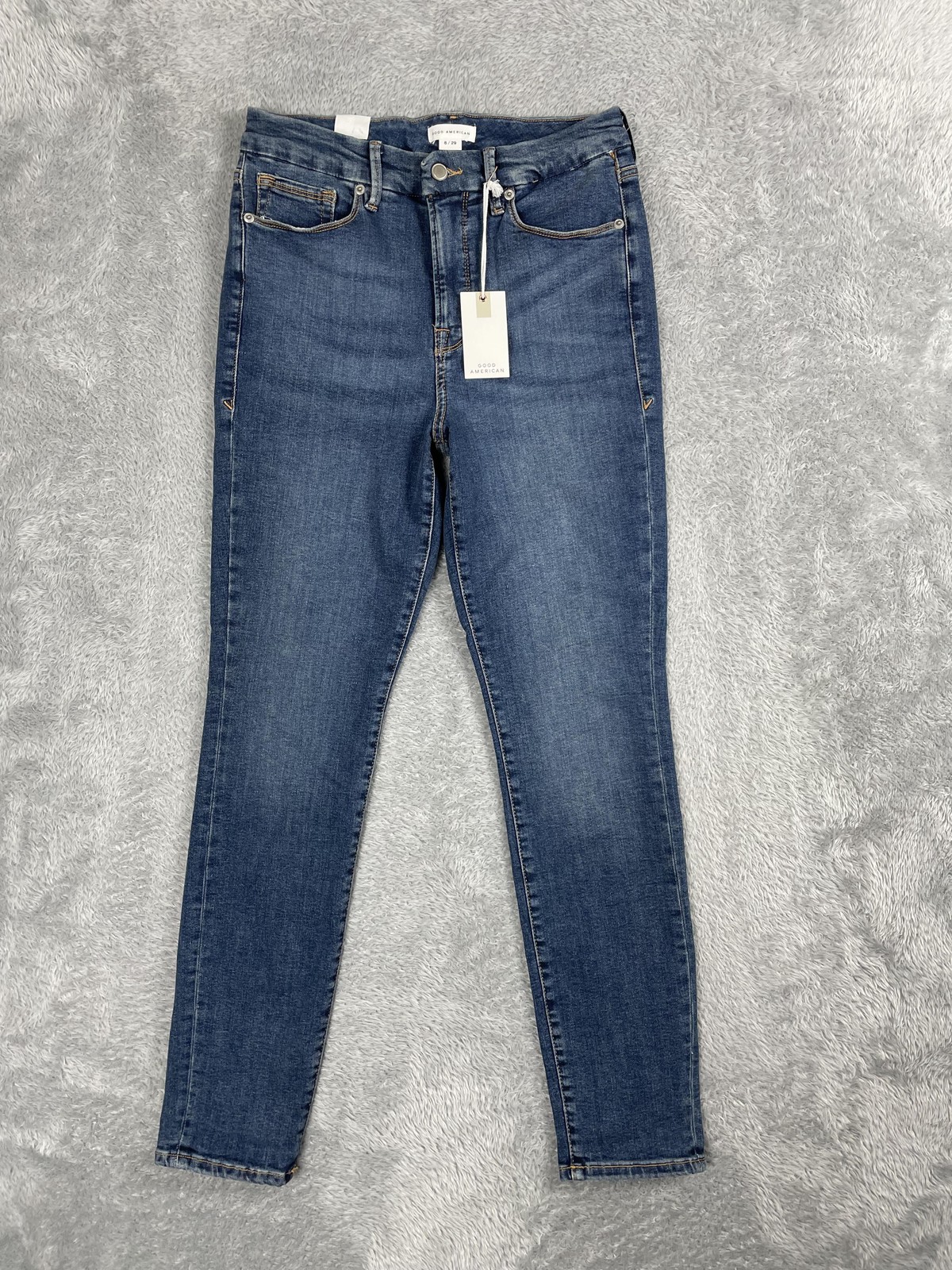 Good American Jeans Womens 8/29 Blue Good Legs Skinny Mid Rise Stretch Denim