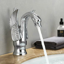 Golden Basin Faucet Deck Mount Sink Short Faucets Swan Shape Single Handle Sink
