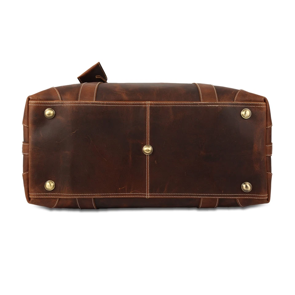 Bolsos de Lona de Cuero para Hombres y Mujeres Cuero de Grano Completo Viaje Noche Wee... Foto 2 de 4