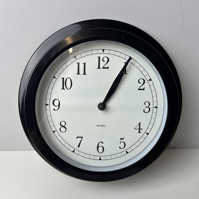 Vintage Ikea Dekad schwarze Wanduhr 1999 batteriebetrieben 900.989.74 21603