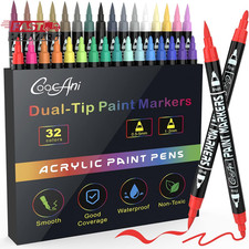 32 Colors Paint Markers, Dual Tip Acrylic Paint Markers for Wood, Canvas, Glass,