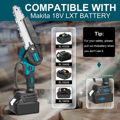 Akku Mini Kettensäge 6 Zoll für Makita 18V Bediengerät (ohne Akku), klein, blau - Bild 2 von 6