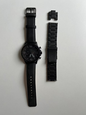 Fossil Nate Uhr Herren Chronograph JR1401 mit neuer Batterie + Lederarmband