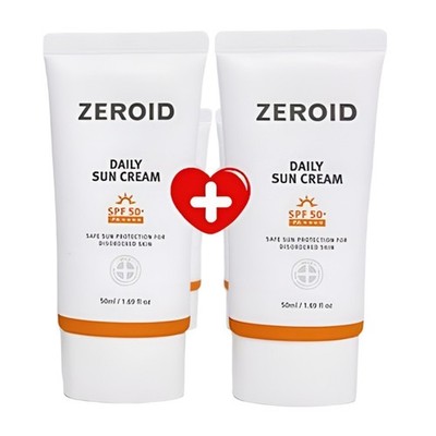 [2er Set] Zeroid Daily Sun Cream 50ml Mild Sensitive Skin Sunscreen K-Beauty