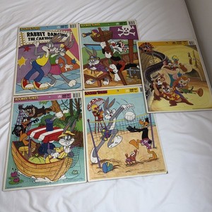 VTG Golden Frame Tray Puzzle Lot 5 Looney Tunes Chip N Dale
