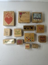 13 - I LOVE YOU, HEARTS HUGS LOVING Rubber Stamp Scrapbooking Wooden Lot 18 