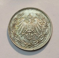1918 D Germany 1/2 Mark World Silver Coin