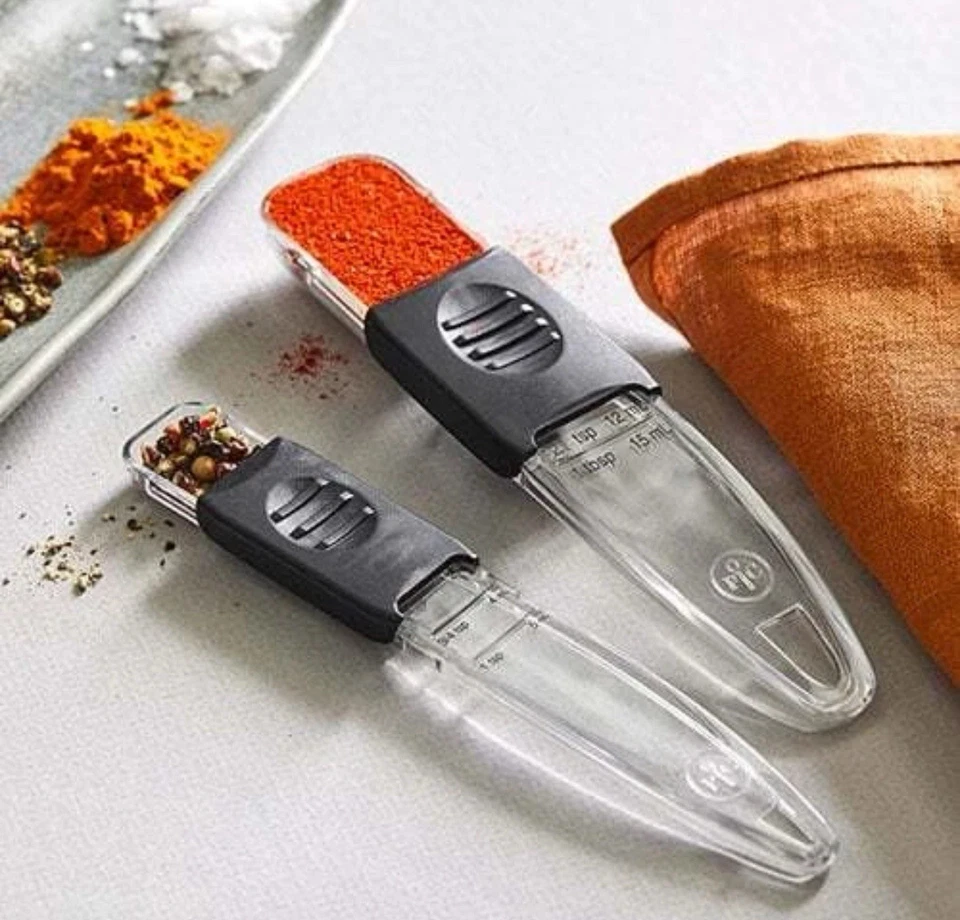 PAMPERED CHEF Adjustable Measuring Spoon Set of 2 #2258 Sliding Spoons New - Image 3 of 3