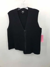 Pre-Owned W by Worth Black Size Medium Knit Zip Front Tank Top