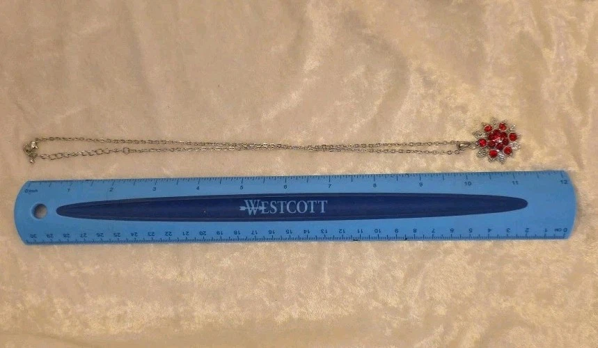 Colgante Piedras Rojas Chapado en Rodio, Collar Libre de Níquel, Cadena 18-20" Foto 4 de 4