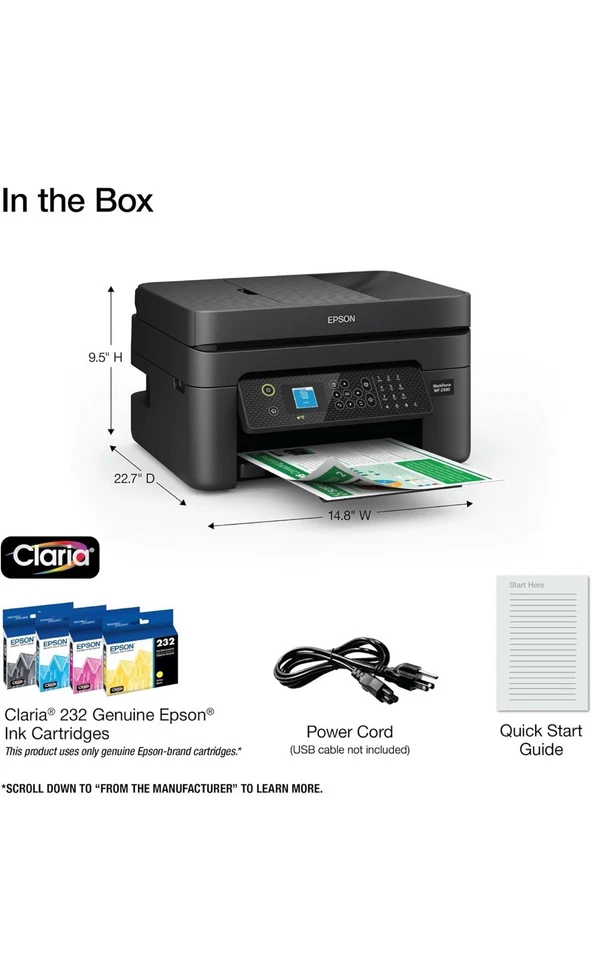 Workforce WF-2930 Wireless All-in-One Printer w/Scan, Copy, Fax, Document Feeder - Image 3 of 3
