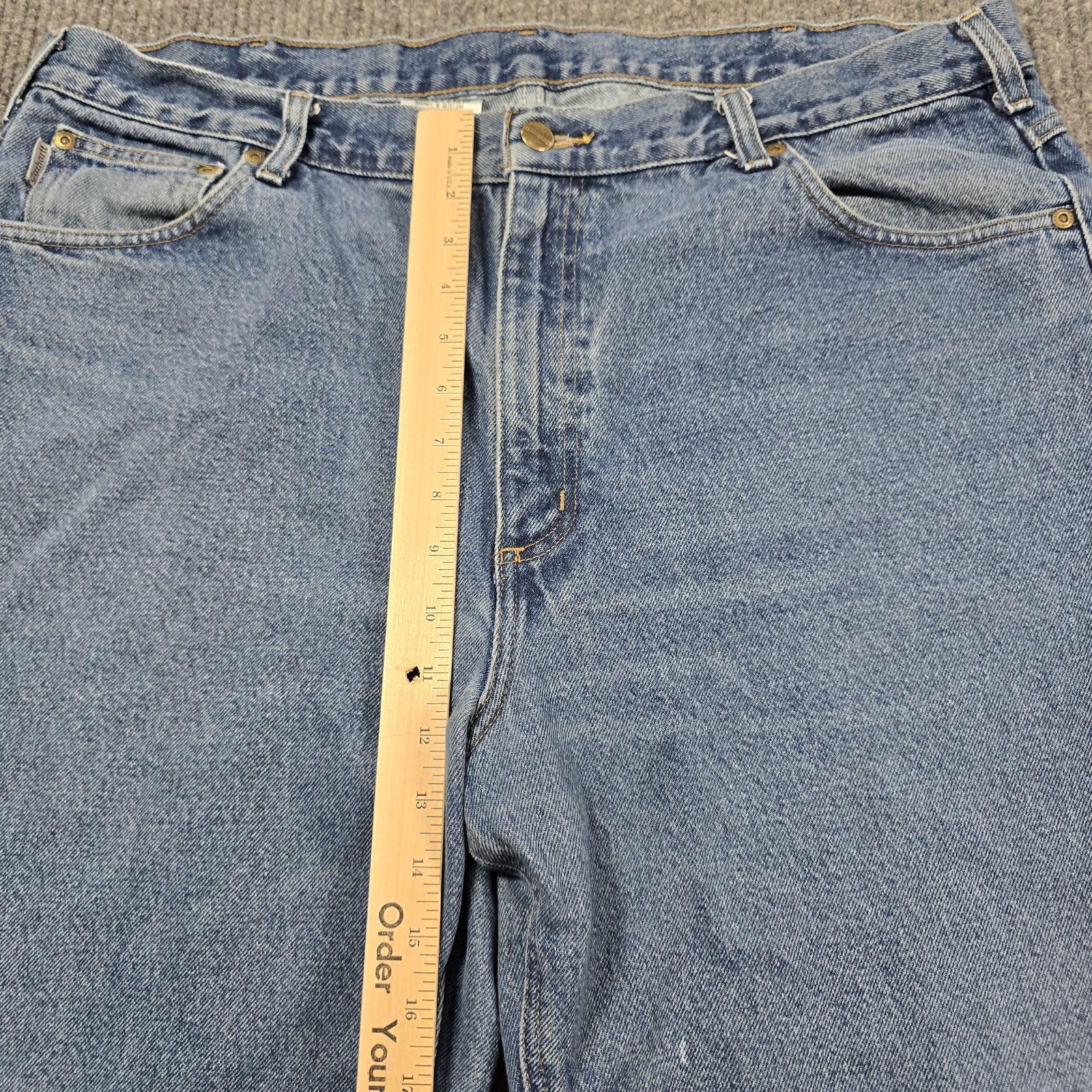 Carhartt Jeans Mens 42x32 Traditional Fit B18DST Relaxed Denim Workwear 38x30 thumbnail 8