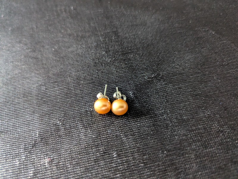 Bronze colored cultured Pearl stud earrings