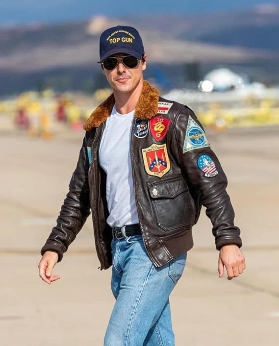 Tom Cruise Top Gun Pete Maverick Jacket Brown & Black Bomber Leather Jacket
Opens in a new window or