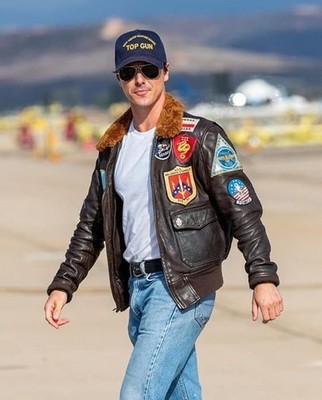 Tom Cruise Top Gun Pete Maverick Jacket Brown & Black Bomber Leather Jacket