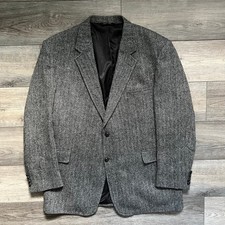Jos A Bank Men's 48L Blazer Herringbone Tweed 100 Wool Gray Sport Coat Jacket