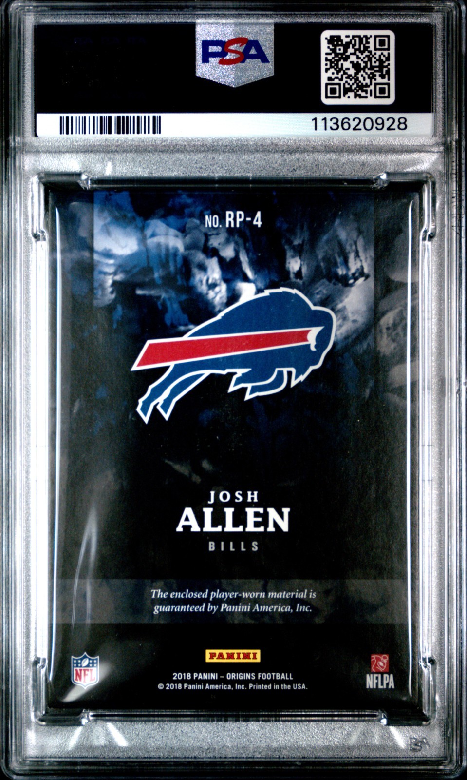 Panini 2018 Origins Josh Allen Rookie Patches Orange RP-4 /75 PSA 7 Bills view 4