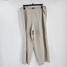 Eileen Fisher Organic Linen Elastic High Waist Pull On Straight Crop Ankle Pants