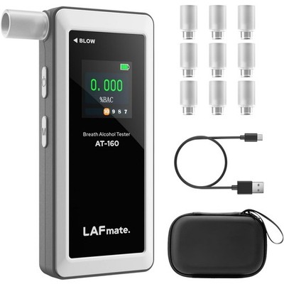 Alkoholtester Atemalkoholtester mit Speicher LCD Display Typ-C 10 Mundstücke