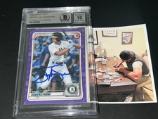Tyler Soderstrom A's Auto SIGNED 2020 1st BOWMAN Purple Base BGS Beckett Auto 10