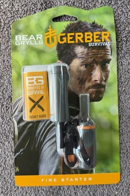 Gerber Survival Bear Grylls Fire Starter Kit W Whistle Lanyard-NEW