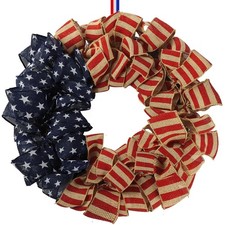 23Inch 4th of July Patriotic Day Wreath for Front Door with Grapevine Base Ameri